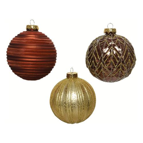 Kaemingk Pallina albero (10cm) Vetro Brown gold Assortito 062556