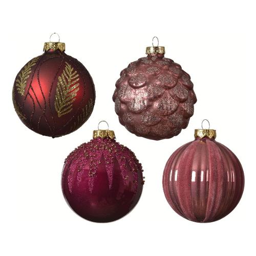 Kaemingk Pallina albero Natale (1pz-8cm) Vetro Oxoblood Assortito 062575