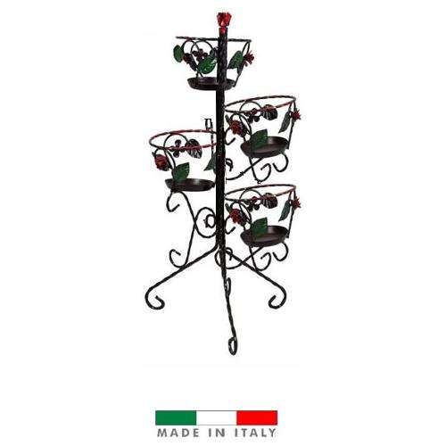 Pegoraro Porta piante Albero 4 Posti con Rose (120 cm) Nero 102