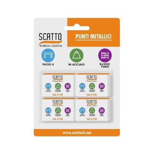 Scatto Punti cucitrice 4 mm Passo 6 4 scatolette da 1000 punti 054