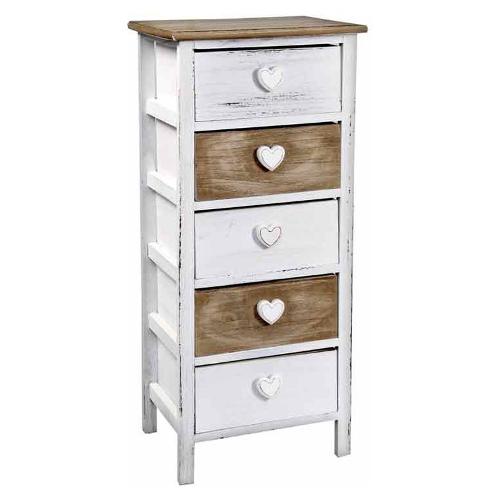 Gicos Cassettiera 5 Cassetti Bianco e Marrone (35cm)