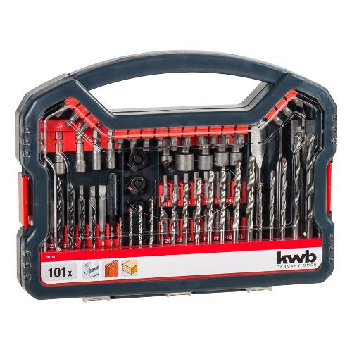 Kwb Set punte trapano pietra, metallo, legno, plastica valigetta 101 Pz 109110