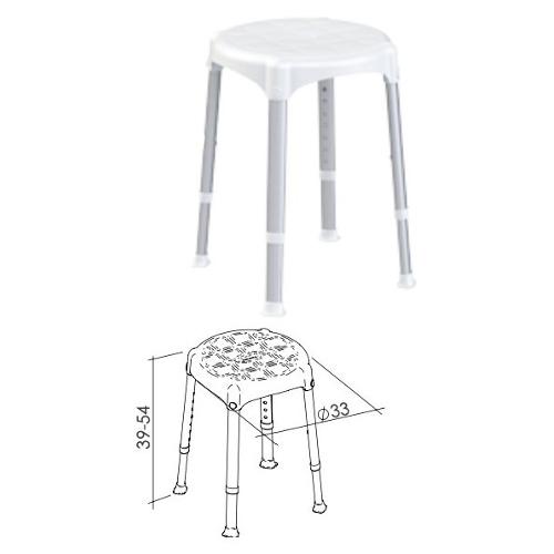 K Design Sgabello bagno Regolabile fino h.54 cm Bianco (33x39 cm) EH STRA PP BX