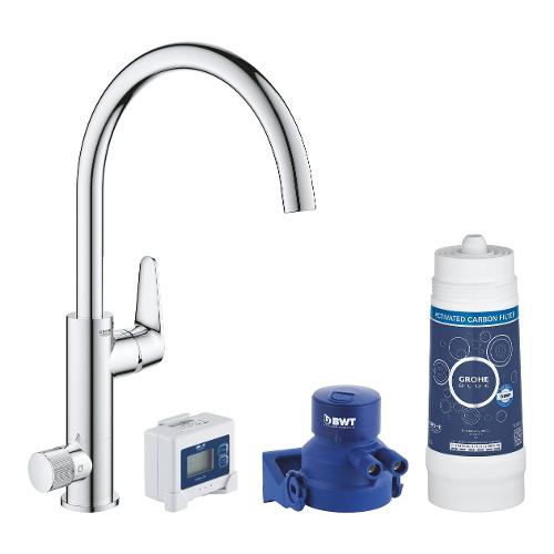 Grohe Miscelatore monocomando sistema filtrante BLUE PURE Baucurve Starter Kit Cromo starlight 30385000