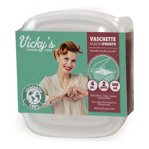 Virinnova Set vaschette monouso (500ml) SCALDAPRONTO 3212001 (14x12,5x7,5 cm) 4pz