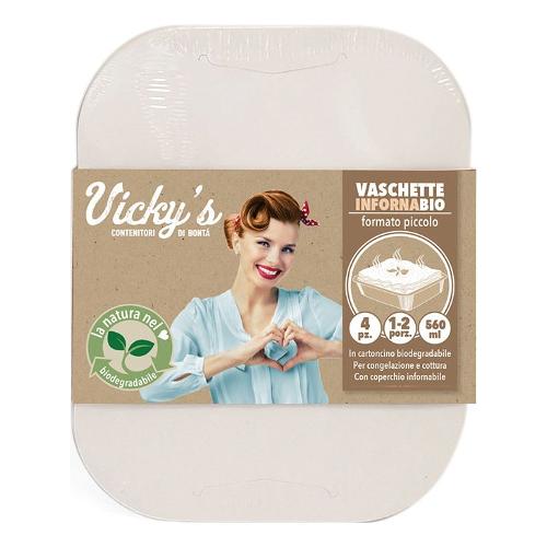 Virinnova Set vaschette monouso (560ml) INFORNABIO Bianco 3217103 (18,3x14,5x6 cm) 4pz