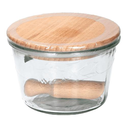 Weck Barattolo vetro (370ml) con paletta e coperchio legno Naturale 741