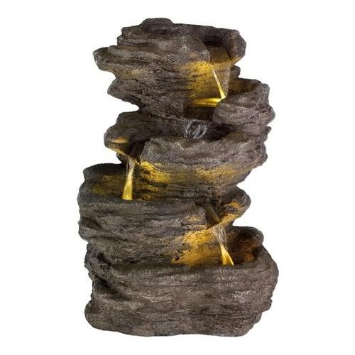 Kaemingk Fontana decorativa esterno con luce led Roccia Pietra naturale (33x37,5x54 cm) 895783