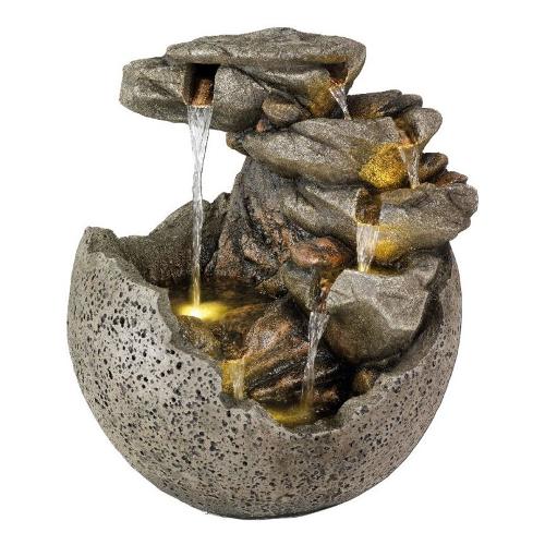 Set Fontana Solare XXL Per Esterni – Ciotola 60 Cm Con Galleggiante, 5 Ugelli, Per Giardino, Terrazzo E Abbeveratoio Per Uccelli