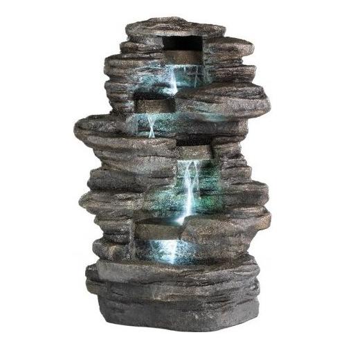Kaemingk Fontana decorativa esterno con luce led Roccia Pietra naturale (53x53x98 cm) 895758