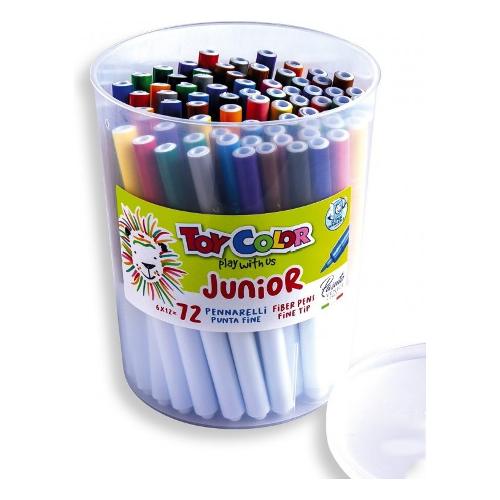Toy color Pennarelli disegno standard sezione tonda 72 pz Junior barattolo tratto Fine colori assortiti 0032