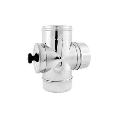 Sideros Tubo T canna fumaria (8cm) per stufa Gemini con Ispezione Cromo lucido RAC8