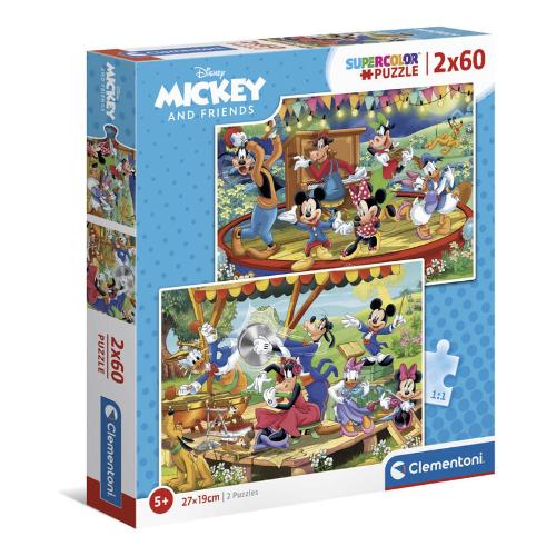 Clementoni Puzzle 2x60 pz Super Color 3-7a (27x18,5cm) DISNEY MICKEY & FRIENDS 21620