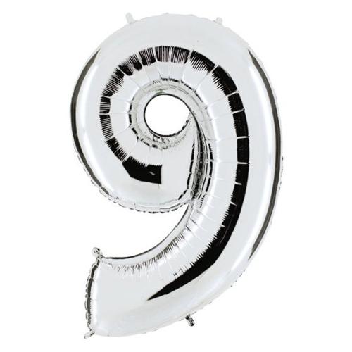 Ciao Palloncino party Numero 9 Argento (90 cm) 31619