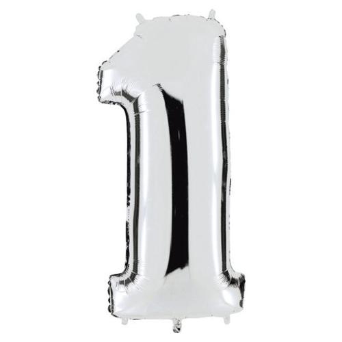 Ciao Palloncino party Numero 1 Argento (90 cm) 31611