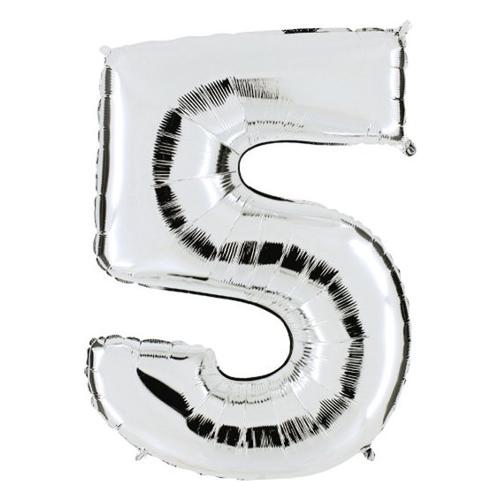 Ciao Palloncino party Numero 5 Argento (90 cm) 31615