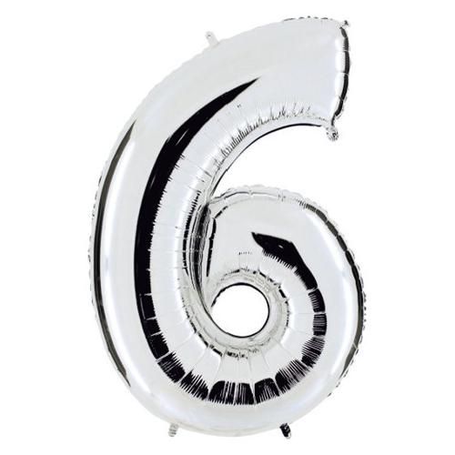 Ciao Palloncino party Numero 6 Argento (90 cm) 31616
