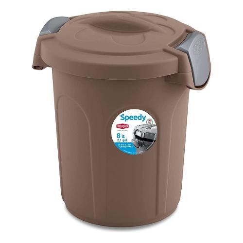 Stefanplast Bidoncino (8L) coperchio a clip SPEEDY Tortora 70314