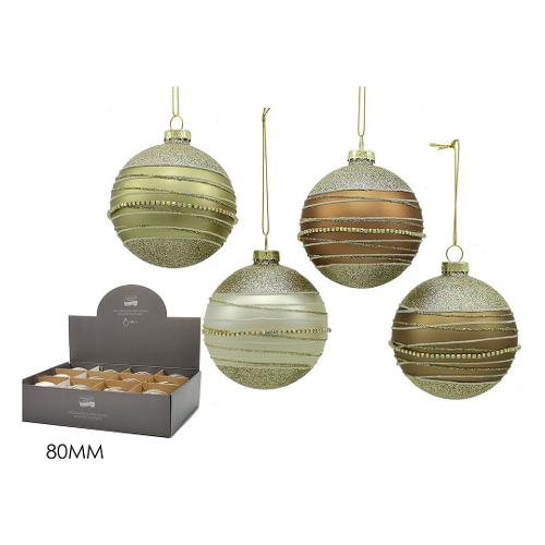 General Trade Pallina albero Natale (1pz-8cm) Vetro Sfera Verde Mix Assortito 402956