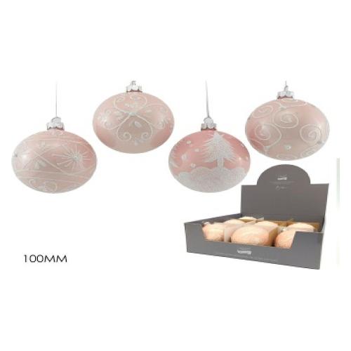 General Trade Set palline albero Natale Vetro Rosa 100 mm Assortito 424460