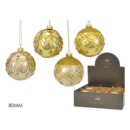 General Trade Pallina albero Natale (1pz-8cm) Vetro Sfera Oro Assortito 404069