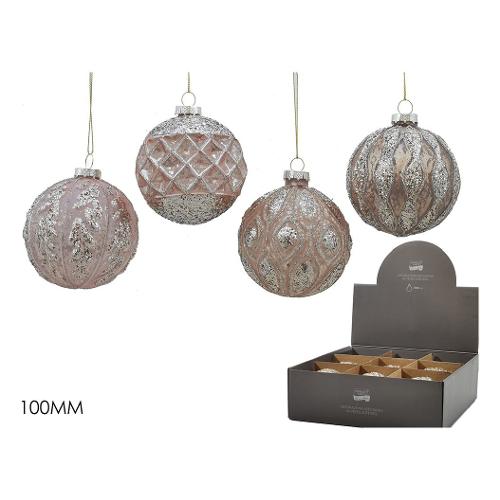 General Trade Pallina albero (10cm) Vetro Rosa Assortito 424670