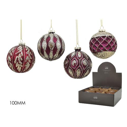 General Trade Pallina albero Natale (10cm) (1pz) Vetro Fuxia Assortito 424672