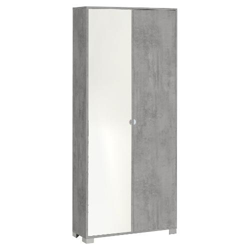 Sarmog QUADRANTE 7418 Armadio 2 Ante battenti Cemento e Specchio (85cm)