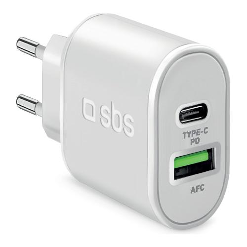 Sbs Caricabatterie USB Type-A, USB Type-C WALL CHARGER 20W Power Delivery White TETRPD20W