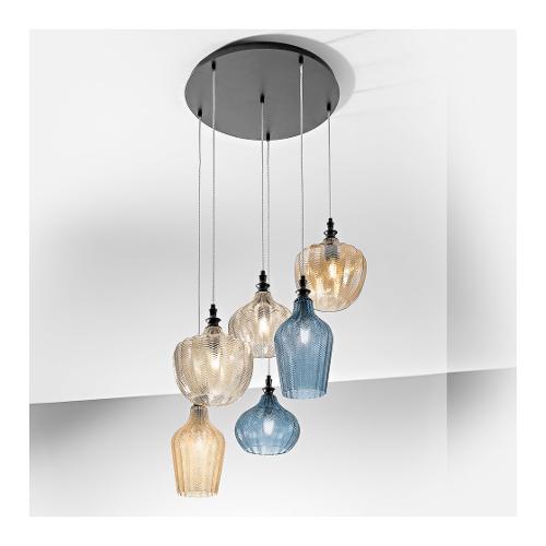 G.E.A. Luce Sospensione CLEOFE S6 Multicolor (71x120cm) FCLSM6 6 luci - E27 - Max 360W