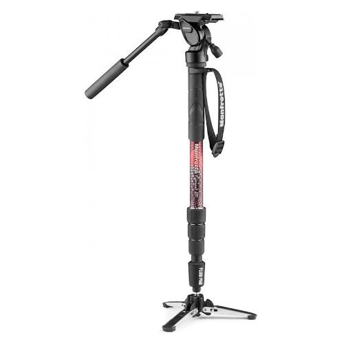 Manfrotto Monopiede con Testa 4 Kg ELEMENT MII Kit Video Black e Red MVMELMIIA4LIVE