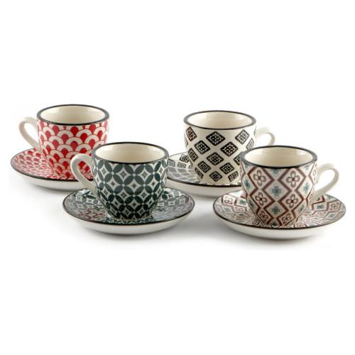 Cpo Set tazzine caffè con piatto 4 pz (90ml) MOSAIC Colori assortiti