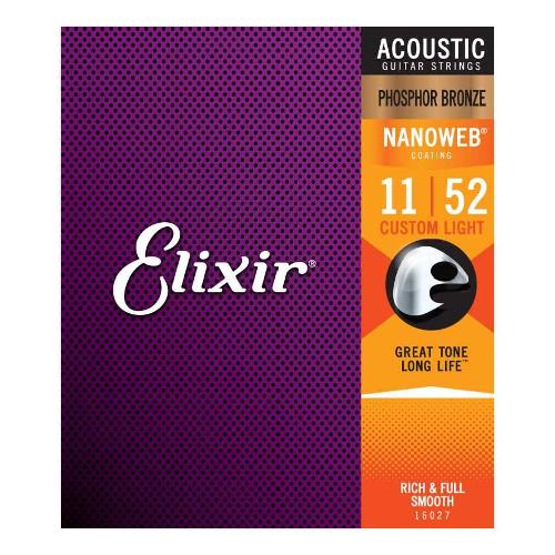 Elixir Muta corde chitarra acustica NANOWEB Custom Light Phosphor bronze 16027