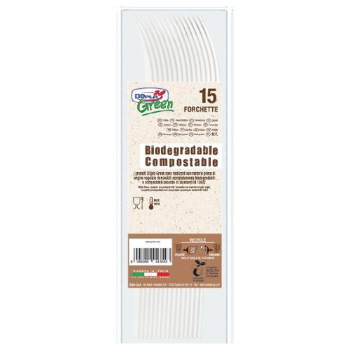 Dopla Set forchette monouso 15pz ESTABIO Avorio (18 cm) 03900