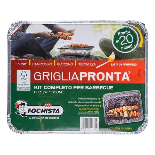 Fochista Barbecue Carbonella Kit Griglia Pronta con griglia Nero 4151049