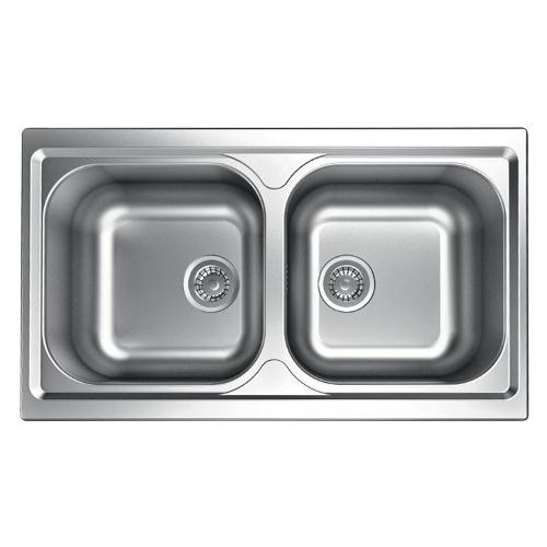 Lavello 2 vasche ATMOSFERA Inox Prelucidato 86 x 50 cm TM862IPC