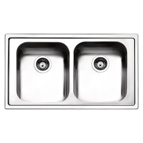 Apell Lavello 2 vasche (86x50cm) LINEAR Inox Spazzolato LN862IBC