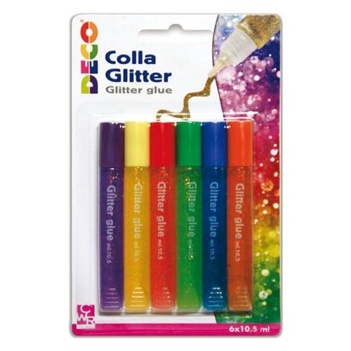 Colla glitter Penna Colori assortiti pastel 6 tubetti 10,5 ml 11229