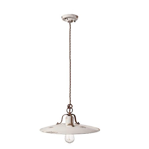 Ferroluce Sospensione COUNTRY Vintage bianco (40x120cm) C1443 VIB 1 luce - E27 - Max 77W
