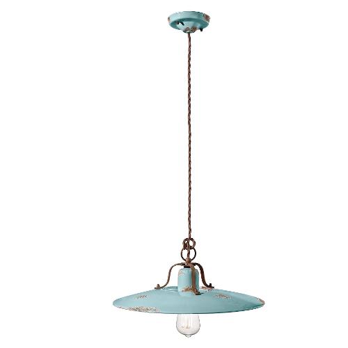 Ferroluce Sospensione COUNTRY Vintage azzurro (40x120cm) C1443 VIA 1 luce - E27 - Max 77W