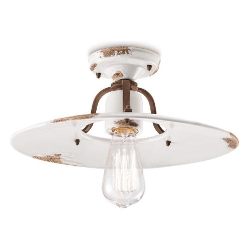 Ferroluce Plafoniera COUNTRY Vintage bianco (15x40cm) C1445 VIB 1 luce - E27 - Max 77W