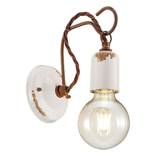 Ferroluce Applique VINTAGE Bianco (11x20x18cm) C665 VIB 1 luce - E27 - Max 53W