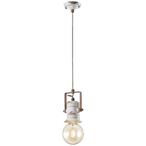 Ferroluce Sospensione URBAN Vintage bianco (13x120cm) C1840 VIB 1 luce - E27 - Max 53W