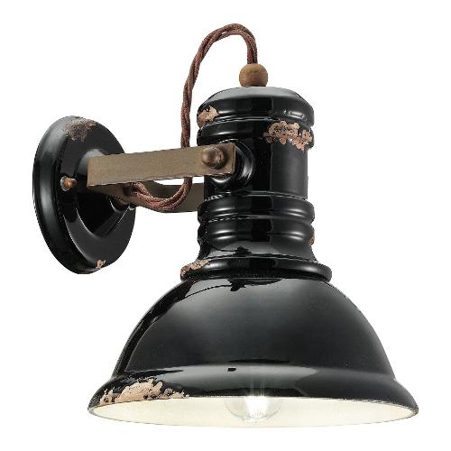 Ferroluce Applique INDUSTRIAL Vintage nero (23x25x24cm) C1693 VIN 1 luce - E27 - Max 53W