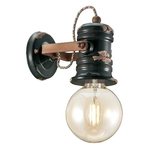 Ferroluce Applique URBAN Vintage nero (13x20x14cm) C1843 VIN 1 luce - E27 - Max 53W