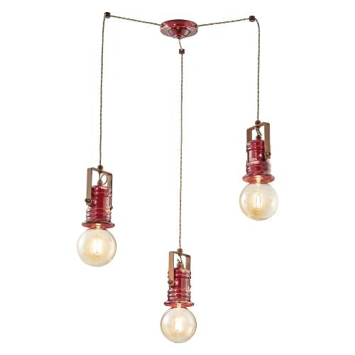Ferroluce Sospensione URBAN Vintage bordeaux (13x120cm) C1841 VIX 3 luci - E27 - Max 159W