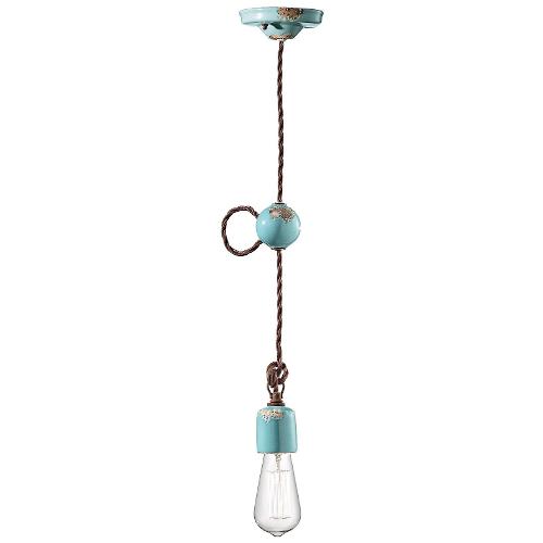 Ferroluce Sospensione VINTAGE Azzurro (5,5x120cm) C660 1 VIA 1 luce - E27 - Max 53W