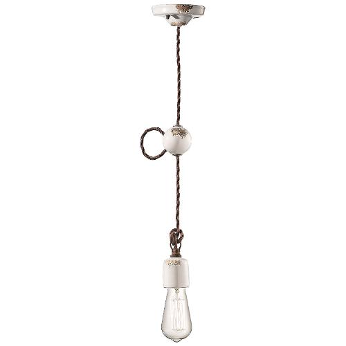 Ferroluce Sospensione VINTAGE Bianco (5,5x120cm) C660 1 VIB 1 luce - E27 - Max 53W