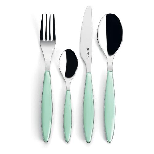 Guzzini Set posate tavola 24 pz Inox FEELING Aqua green 23000036
