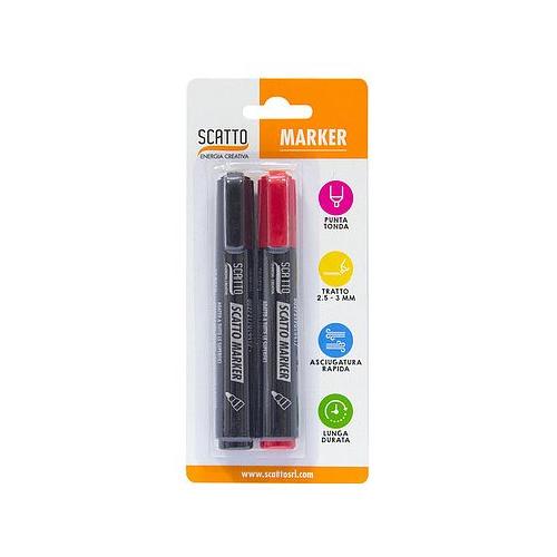 Scatto Set pennarelli marcatori tratto grande 2 pz assortito 080